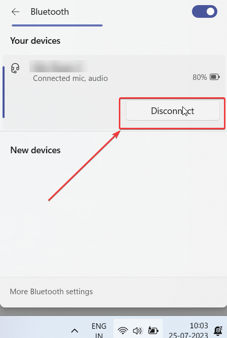 disconnect Bluetooth headphone