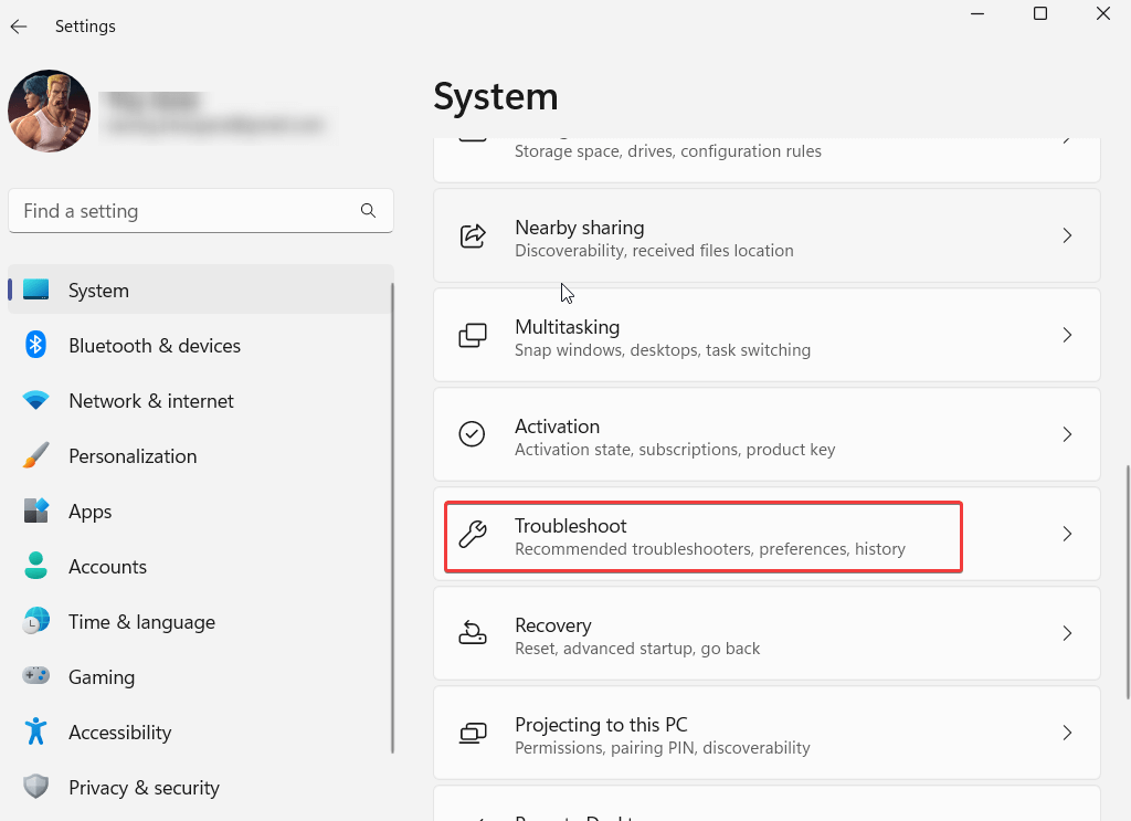 system Troubleshoot