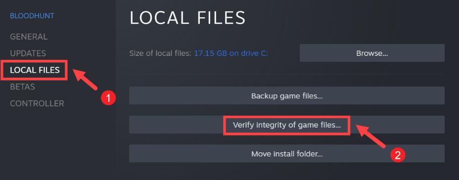 the Verify integrity of game files