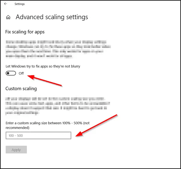 Advanced Scaling Settings
