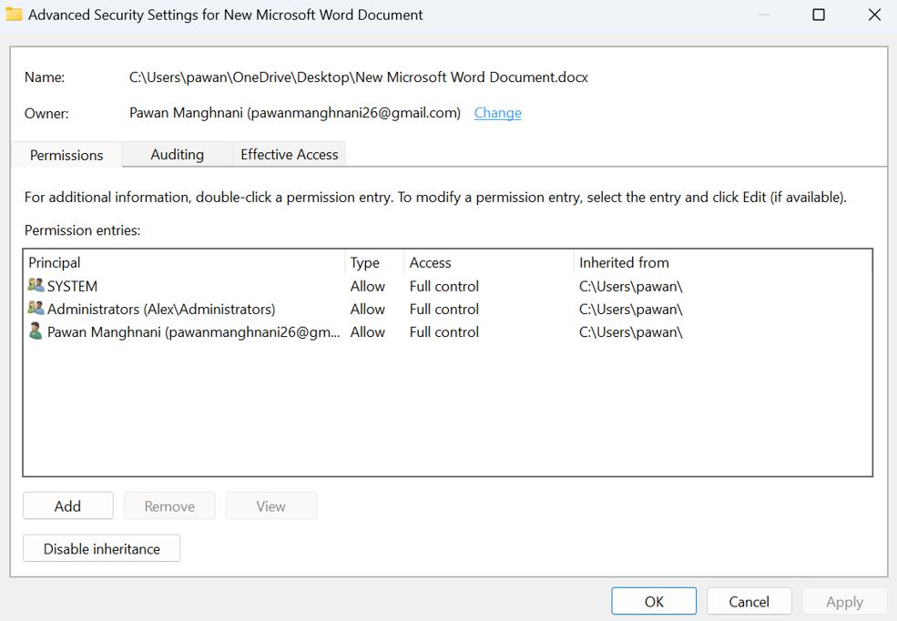 Advanced Security Setting
