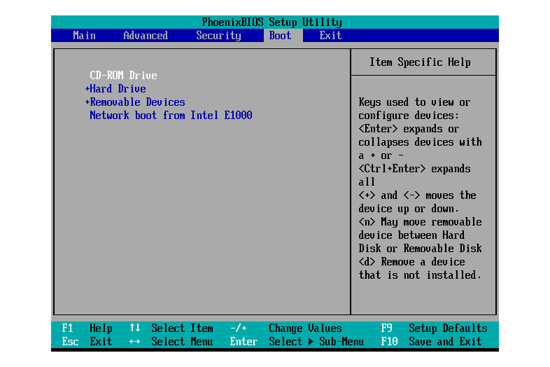 Alter Boot Options