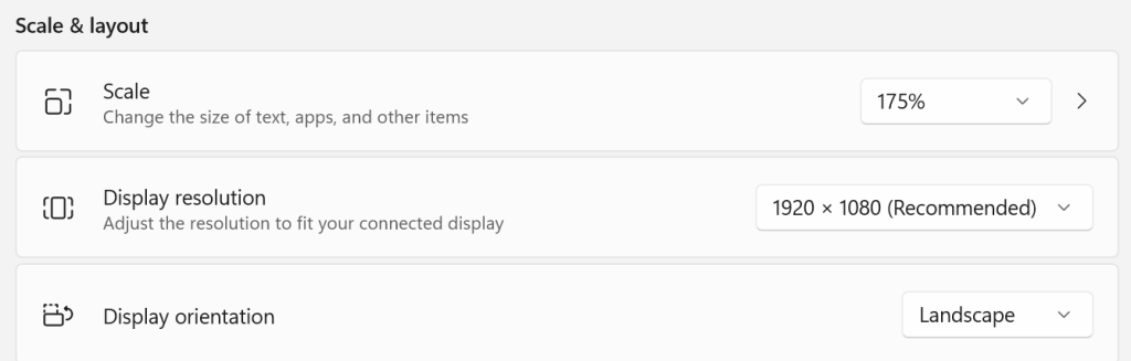 Display Resolution option