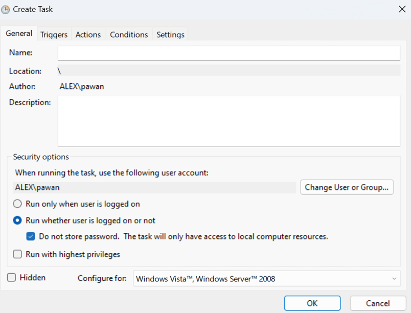 Do not store password