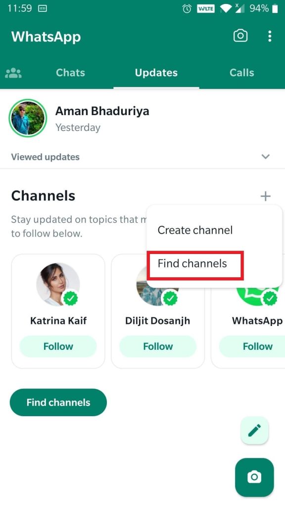Find channels