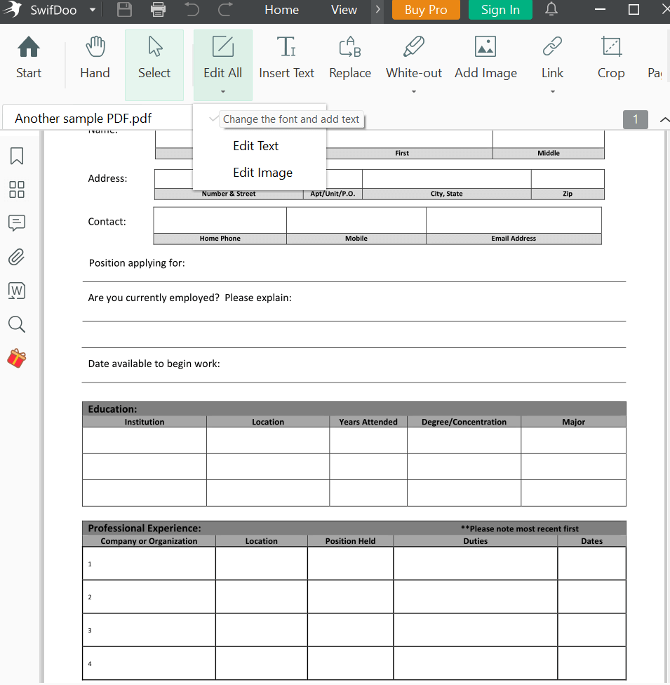 Multiple Editing options