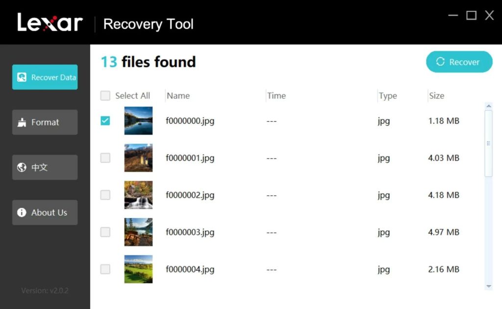 Recover button.