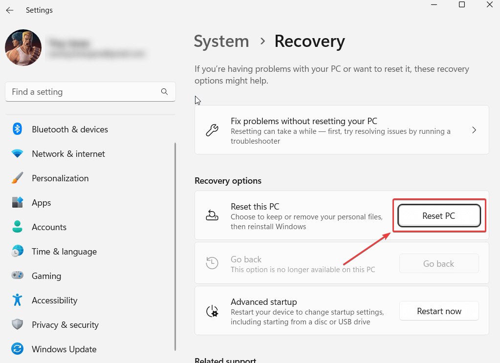 Recovery options
