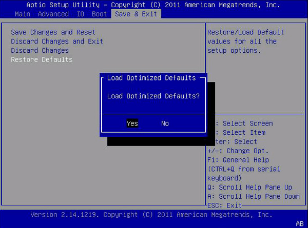 Reset BIOS Settings