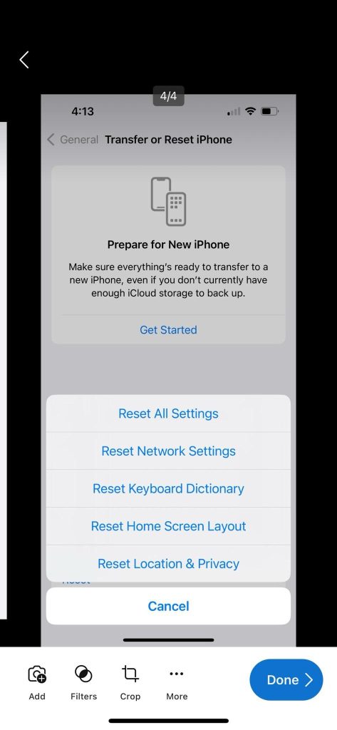 Reset network settings