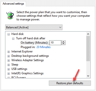 Restore plan defaults