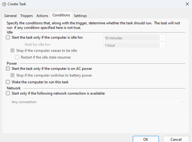 Select the Conditions