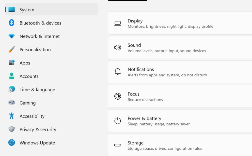 System tab