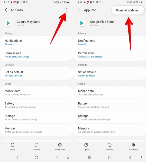 the list of apps