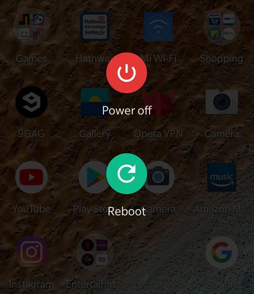 the power menu