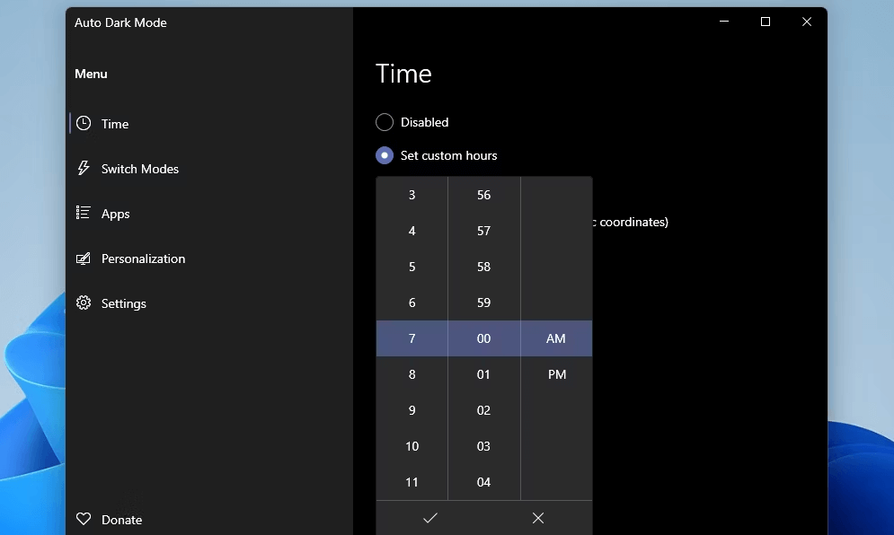time selector