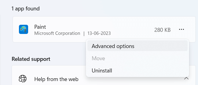 Advanced options