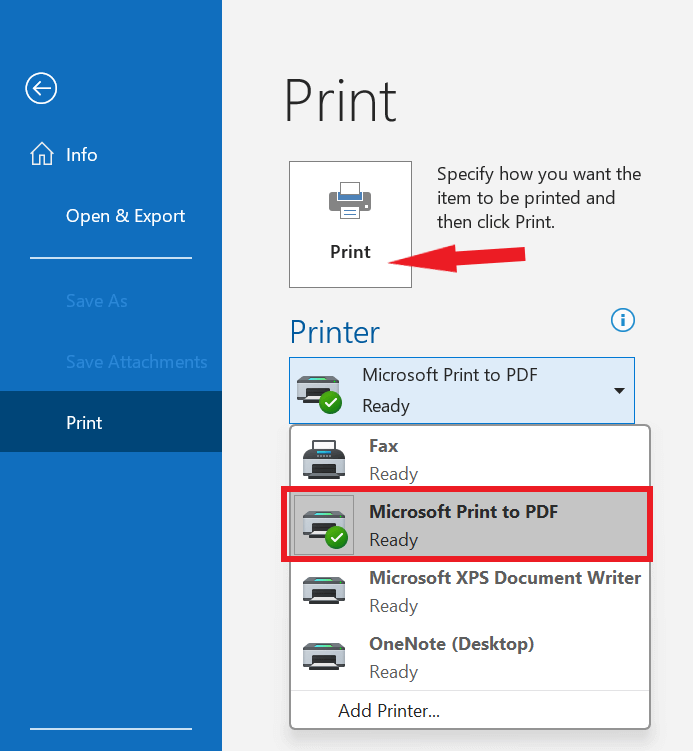 Click Print option