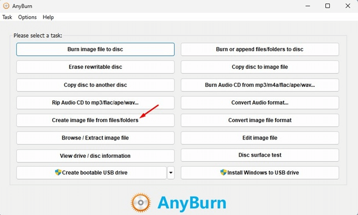 Create image file from filesfolders