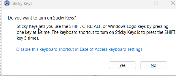 Enable Sticky Keys