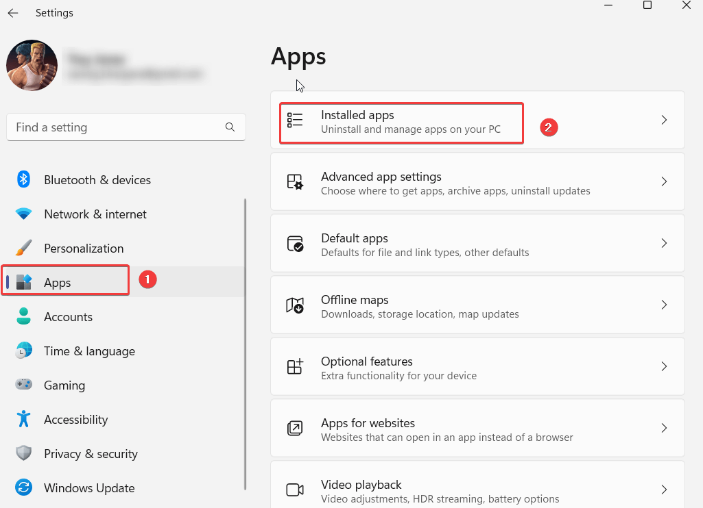 Installed apps