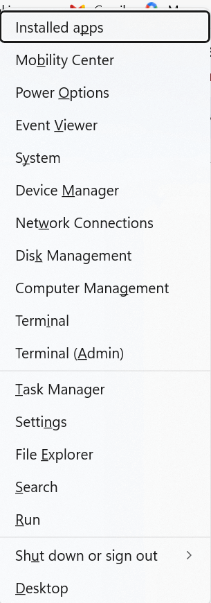Installed apps