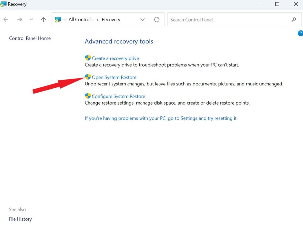 Open System Restore