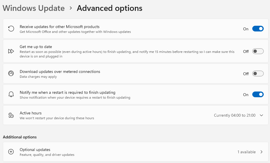 Optional updates