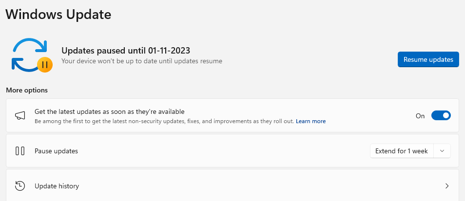 Pause Windows Updates