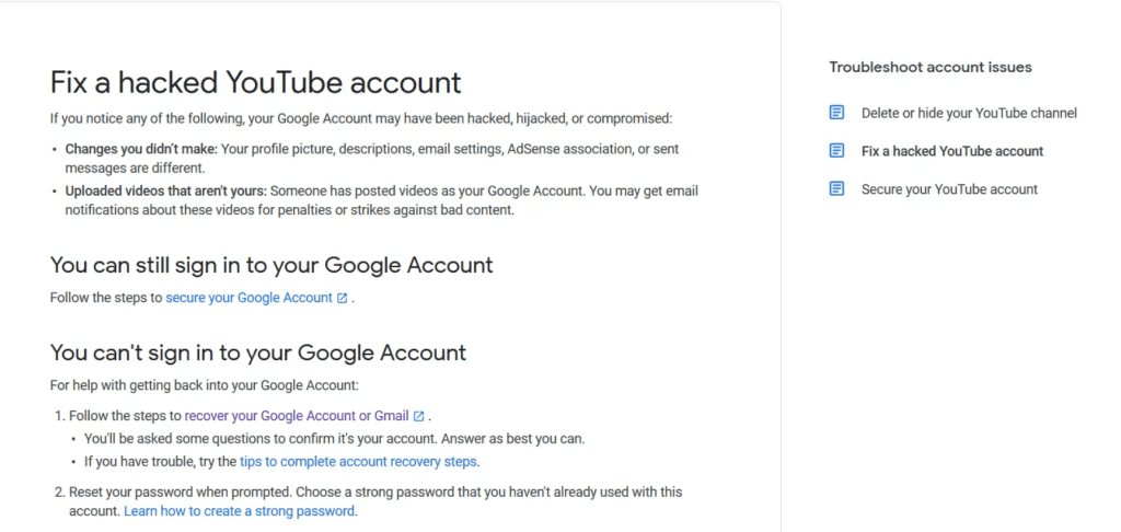 Recover youtube