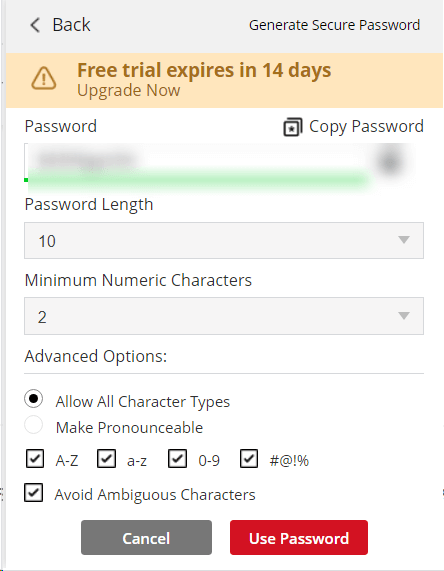 Remember password