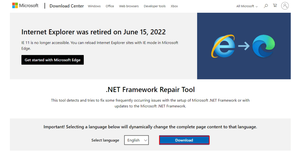Repair .NET Framework