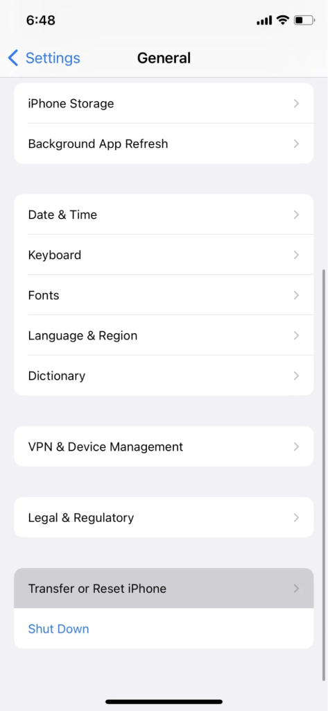 Reset iphone