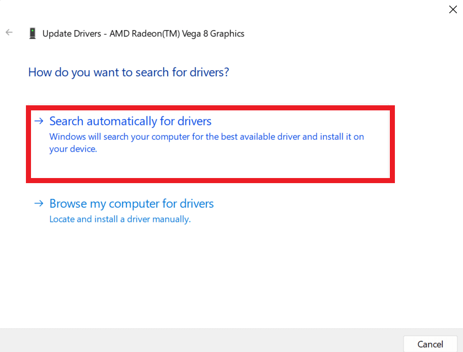 Search automatically for drivers