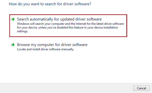 Search automatically for updated driver software