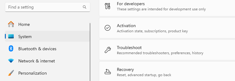 System tab