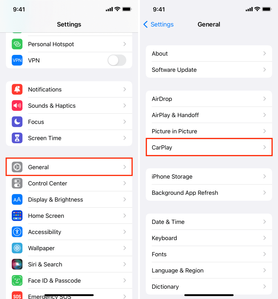 Verify your CarPlay settings and connections