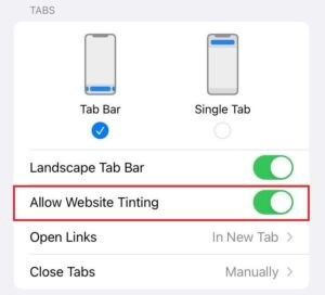 Website Tinting