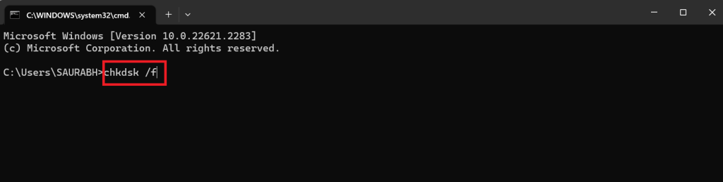 chkdsk f