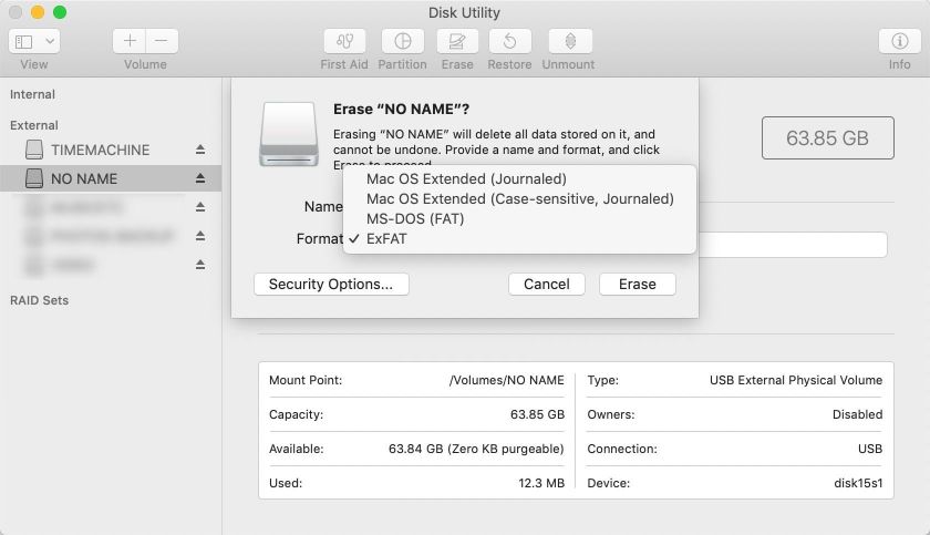 file system format
