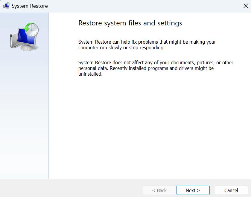 system restore