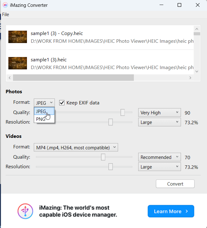 Convert To JPEG or PNG