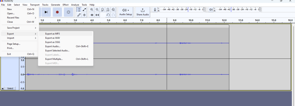 Export recording