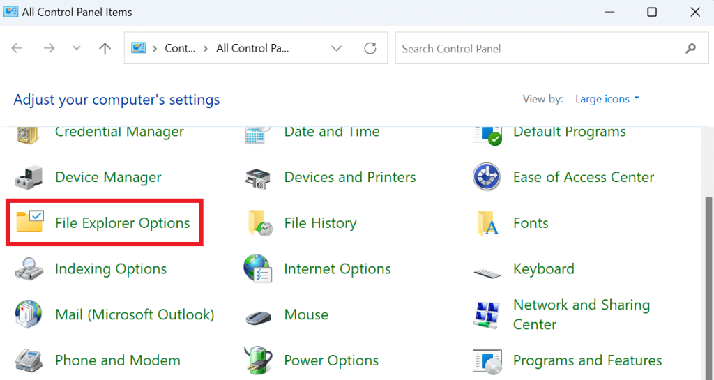 File Explorer Options