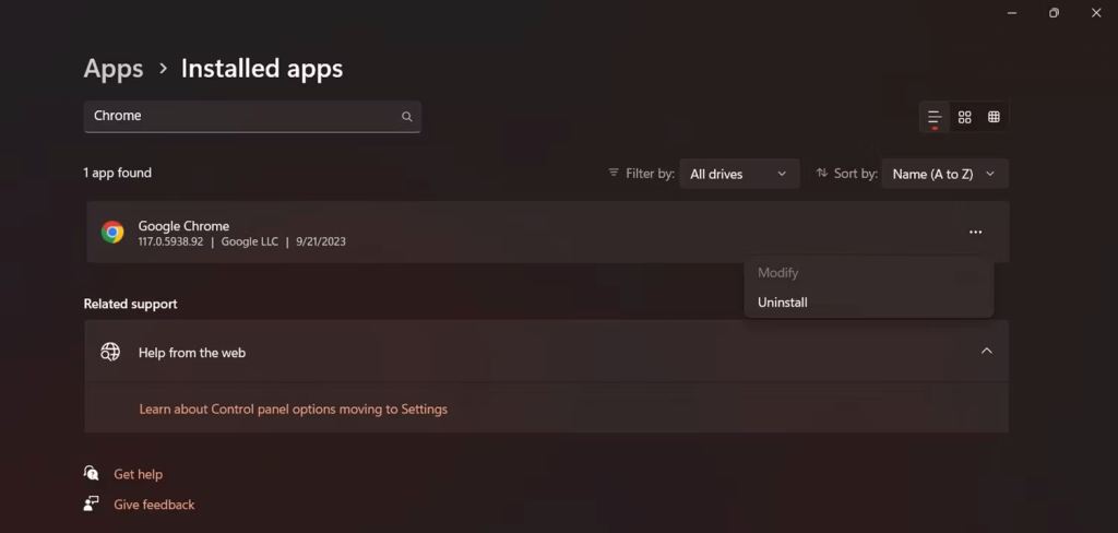 Installed apps