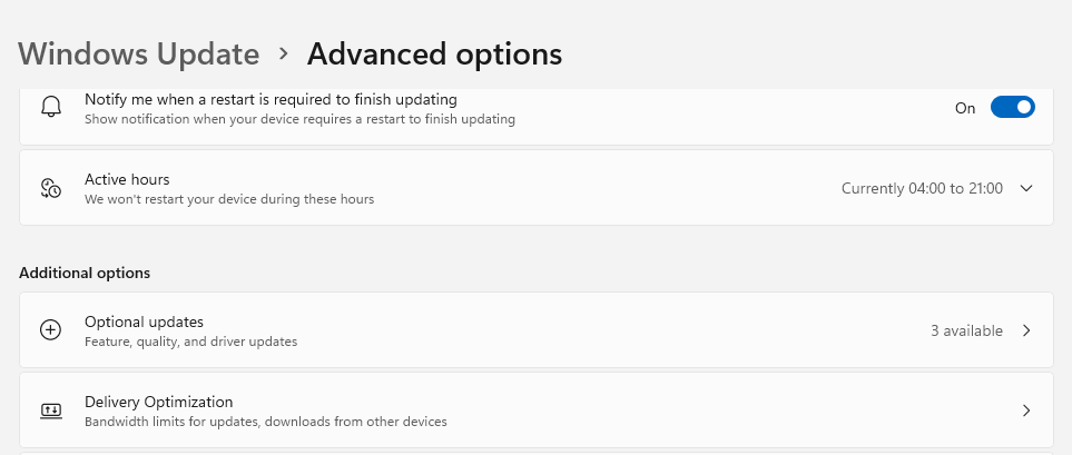 Optional Updates
