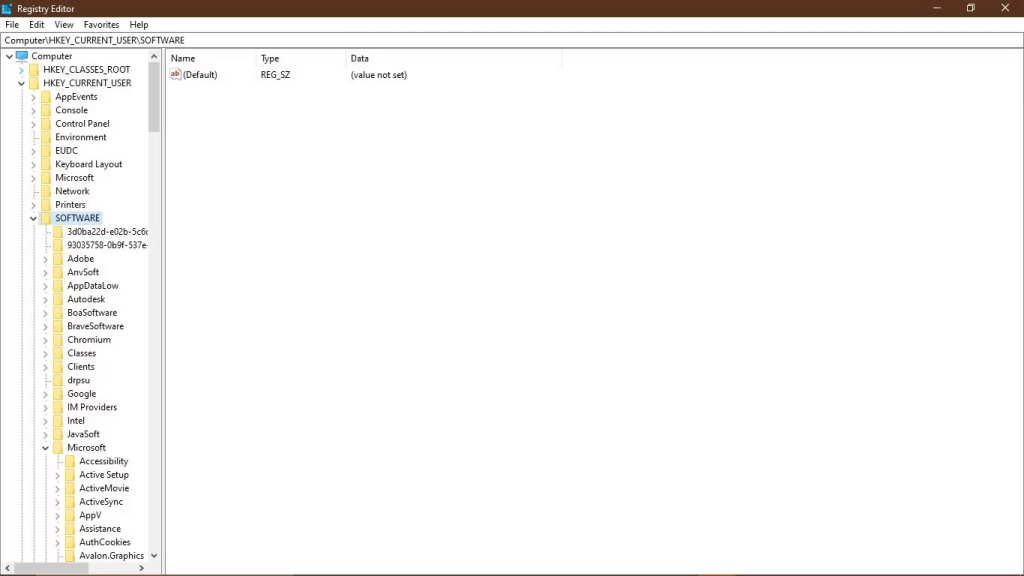 Registry editor
