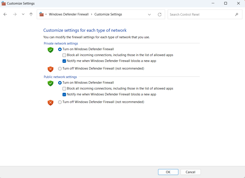 customize settings