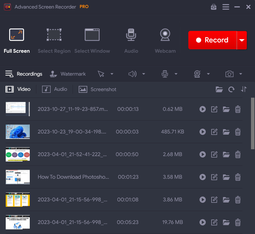 Advanced screen recorder