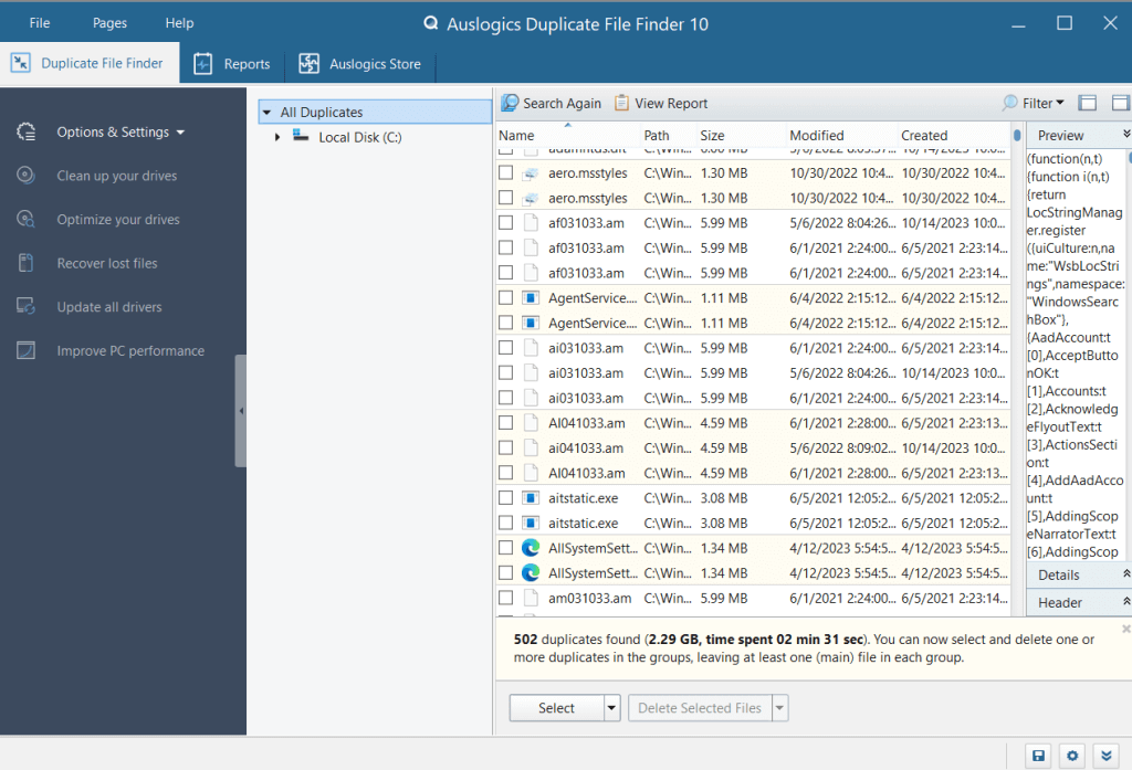 Auslogics Duplicate File Finder